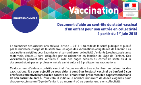 Aide au contrôle du statut vaccinal